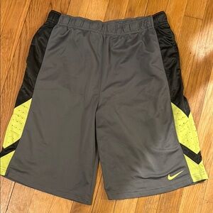 Nike Dri-Fit Gray and Black Athletic Shorts with Color-Blocked Design